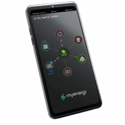 Smart charger phone app showing home energy and charging status