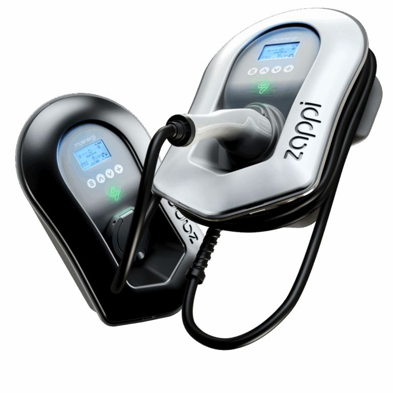 Zappi smart EV chargers in white and black